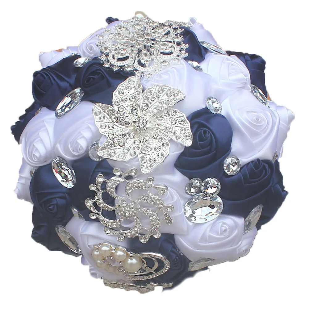 

Bridal Bouquet Accessories Wedding Artificial Flower Bouquets Big Pearls Beaded Wedding Bouquet Rose Flowers With Crystals Leaf