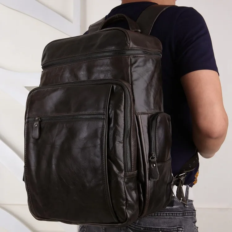 

Augus Grey Fashional Laptop Bag For Business First Layer Cow Leather Travelling Bag School Bag For Students 7202J