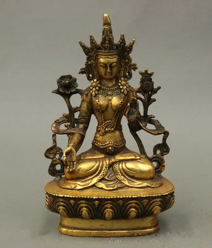 

15 cm * / Tibet Bronze Gilt Tara Spirit Of Compassion Goddess Buddha Statue