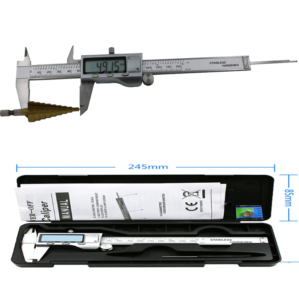 

Diagnostic Tool Digital Calipers Full metal 150mm Steel Inch Electronic LCD Vernier Caliper 0.01 mm Measuring And Gauging Tools