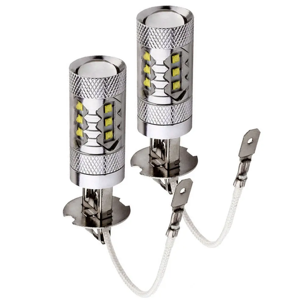 2PC H3 80W LED Bulb Super Bright Driving Auto Car Tail Fog Lamp Head