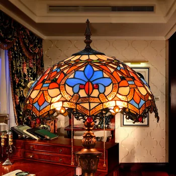 

16 Inch Baroque Tiffany floor lamp Stained Glass Lamp for Bedroom E27 110-240V