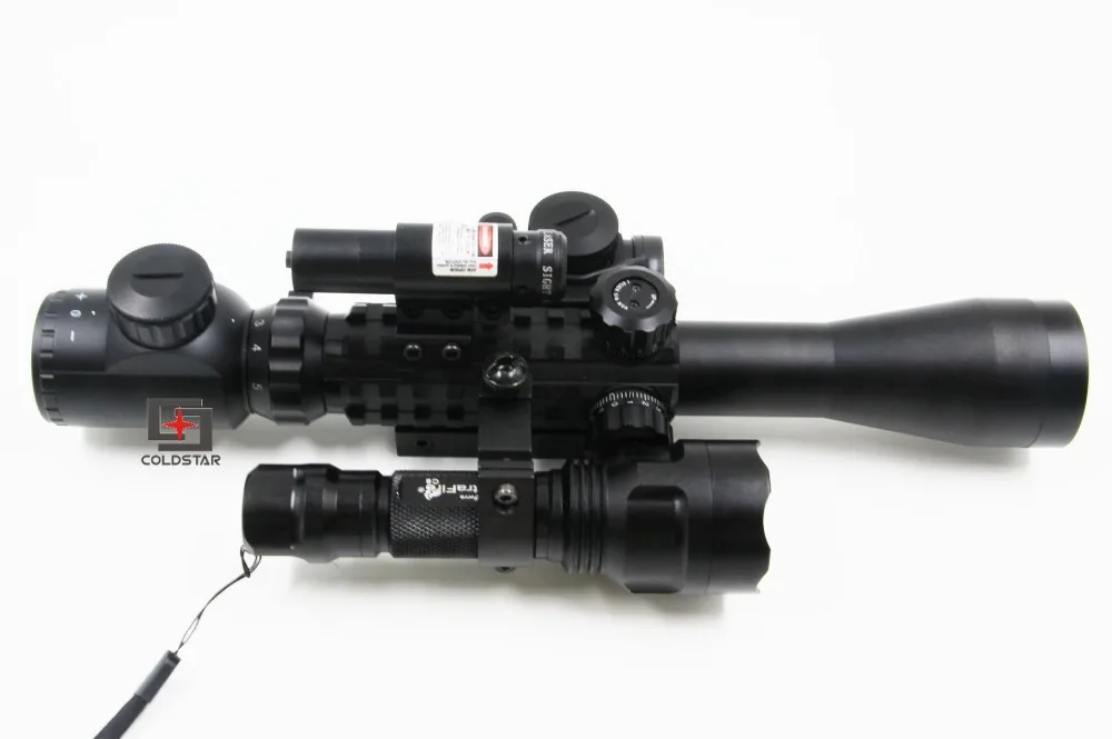 

3-9x40EG Rifle Combo + Red Laser + CREE T6 LED Tactical Flashlight + T1 Red Dot Sight for Hunting