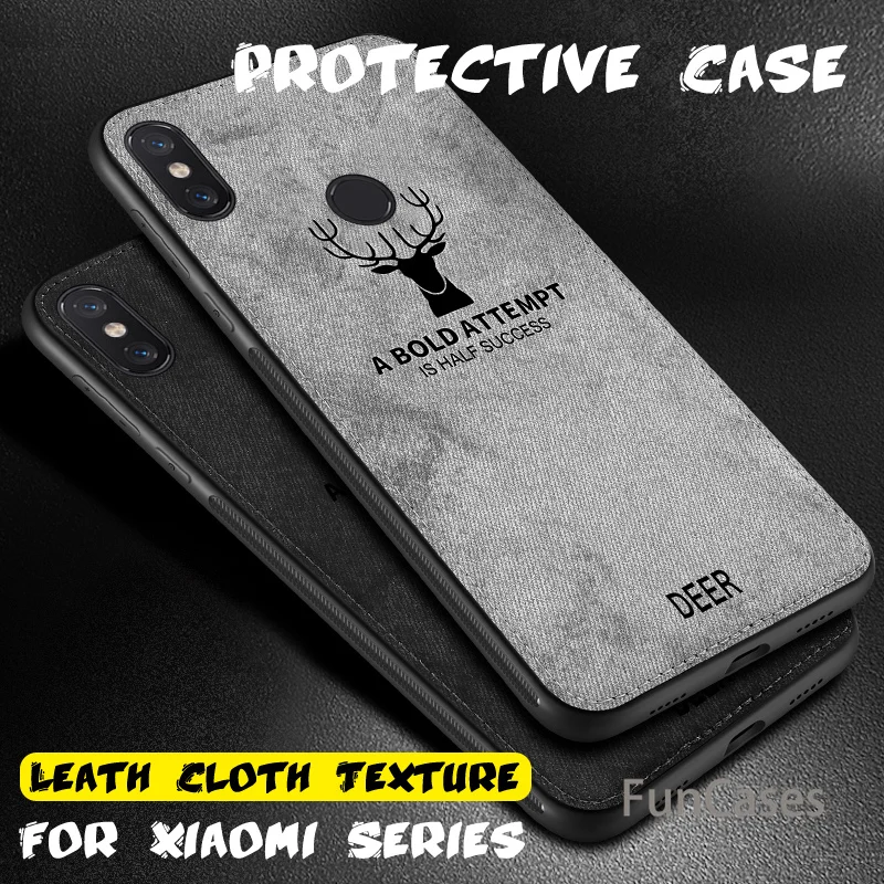

mi a2 lite Soft TPU edge Canvas Deer Phone Case pocophone pocofone f1 Cloth Cover For Xiaomi Mi 8 lite se redmi note 5 6 Pro