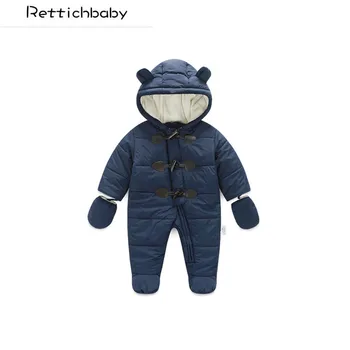 

baby winter clothes cotton thick warm Hooded baby jumpsuits newborn baby boy girl romper children snowsuit down clothing