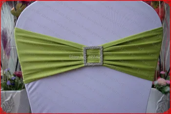 

Olive Green Single Layer Spandex/Lycra/Expand Band/Covers With Square Diamond Buckle&Pin For Wedding Party Banquet Decorations