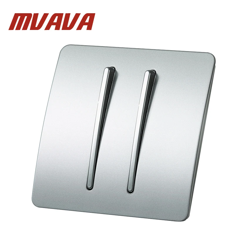 

MVAVA 2 Gang 2 Way Wall Switch Panel, Luxury electric key Push Button Light control Switches,110~250V, 220V 86*86,Free shipping