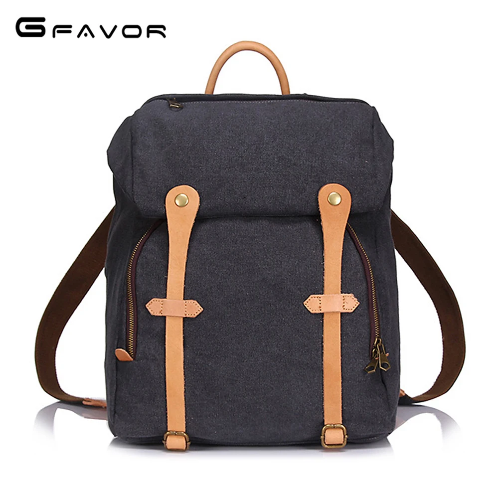 

G-FAVOR Fashion Men backpack Canvas Men Casual Daypacks Mixed Color Laptop Backpack School Bags