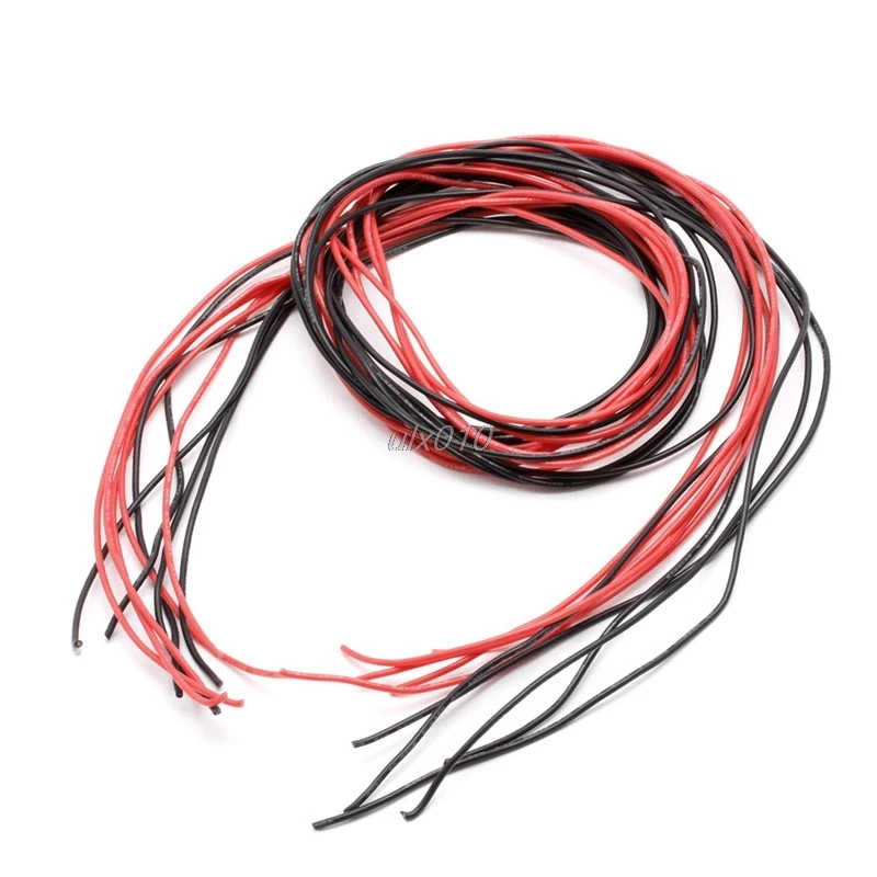 Гибкий медный кабель провод 10AWG 12AWG 14AWG 16AWG 22AWG 24AWG 26AWG 5 м Калибр многожильный силиконовый кабель провод для RC черный+ красный