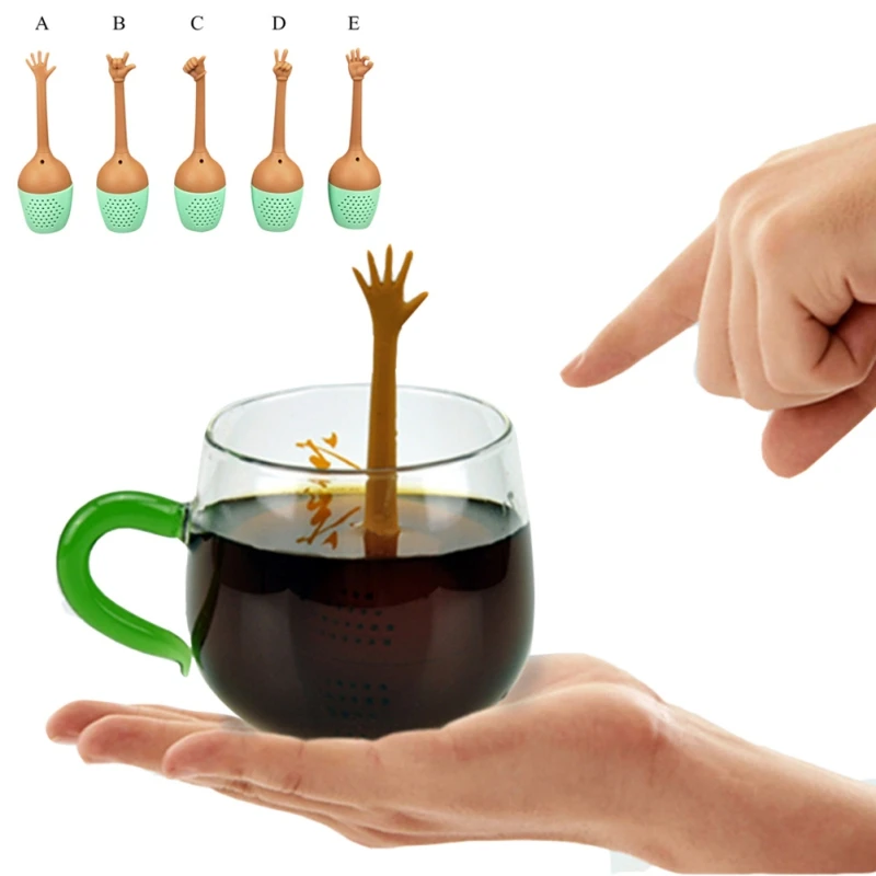 Funny Hand Gestures Tea Infuser Black Tea Strainer Silicone Loose Leaf Herbal Spice Holder Tea Brewing Tools Tools Accessories