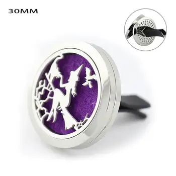 

5pcs Witch Essential Oil Car Diffuser Locket Vent Clip Wholesale Stainless Steel 30mm Perfume locket Magnetic with 50pcs Pads