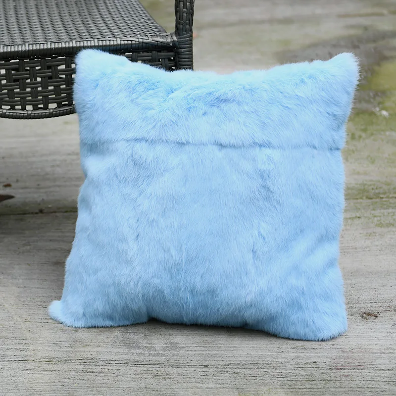 CX D 05H Custom Size&Color Home Soft Touch Real Rabbit Fur Pillow Cover