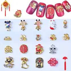 Mtssii китайский красный узел 3D сплав для маникюра ювелирные изделия новый год товары для ногтей Кот приносящий удачу Стразы для ногтей