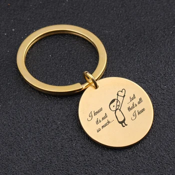 

Round Lovers Keychain Engraved I Know It's Not So Much But That's All I Have For Boyfriend Girlfriend Couple Key Ring Gift