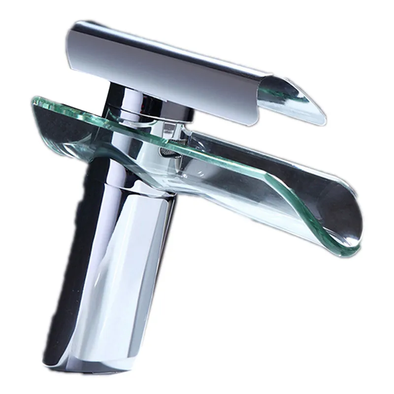 NEW Bathroom Faucet Advanced Modern Glass Waterfall Contemporary Chrome Brass Bathroom Basin Sink Mixer Waterfall Tap
