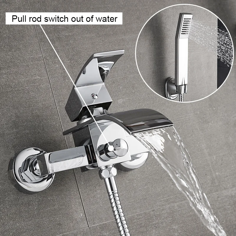 Preise ROVATE Badewanne Dusche Set Wand Montiert Wasserfall Bad Wasserhahn, Bad Kalt und Heiß Mixer Hähne Messing Chrom