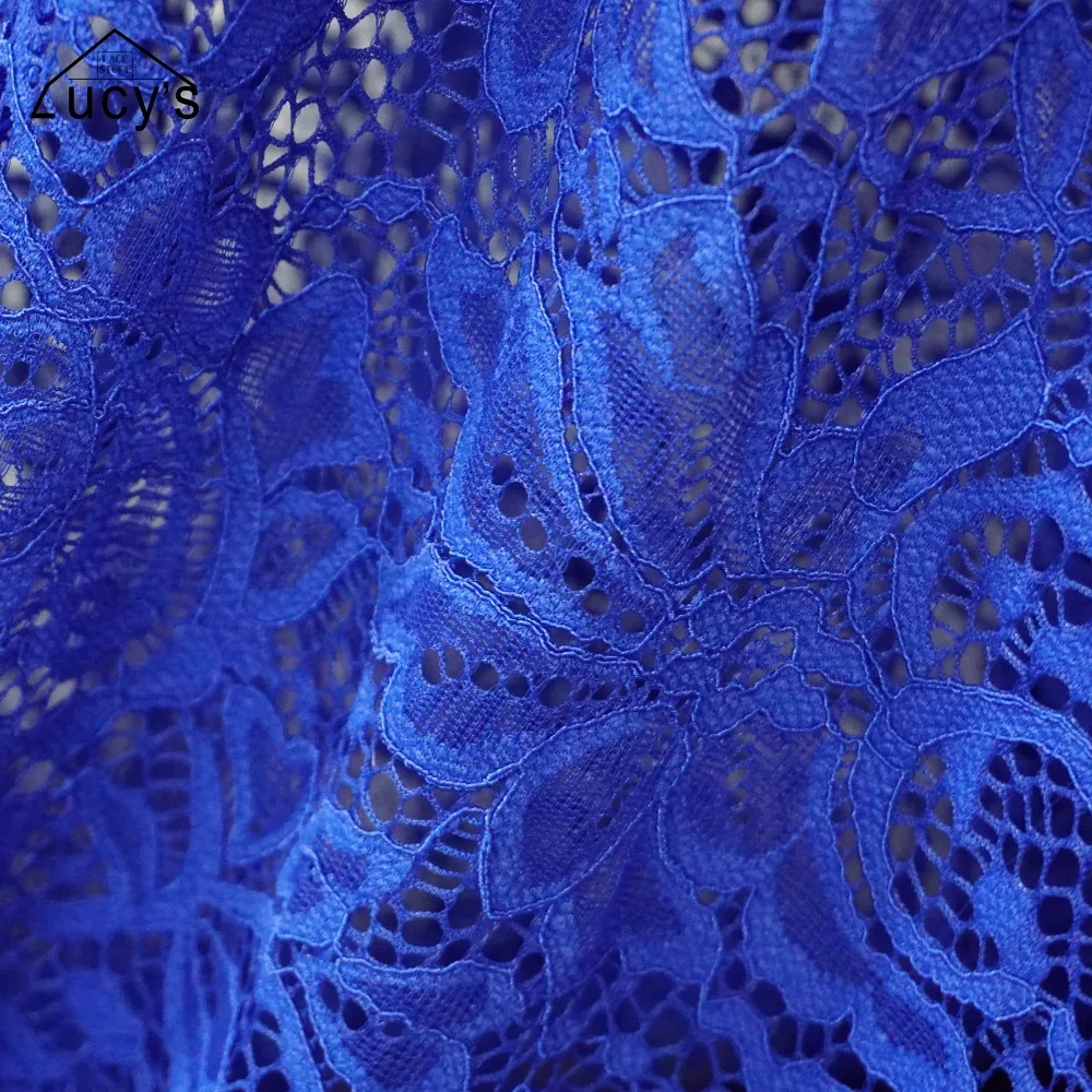 1 MTR ROYAL BLUE LYCRA STRETCH LACE FABRIC...60/" WIDE