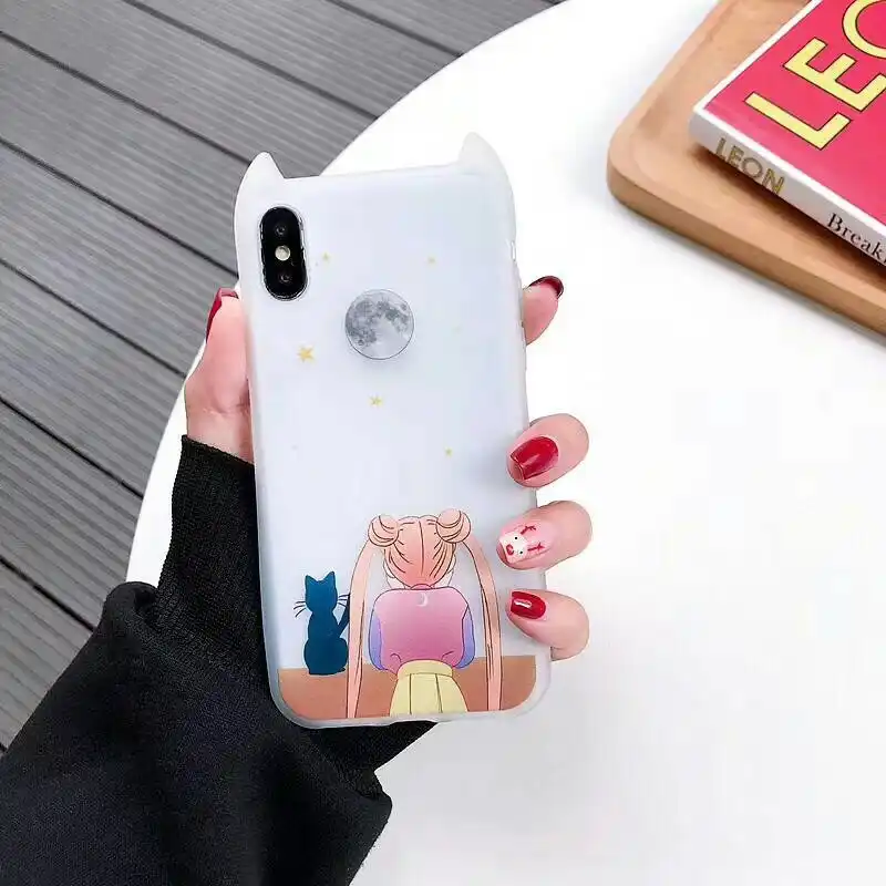日本韓国アニメ美少女戦士セーラームーンルナ猫素敵なモンスターカバー電話ケースのための Iphone X Xs Xr 最大 7 8 6 S プラスマットキャパ Coque Fitted Cases Aliexpress