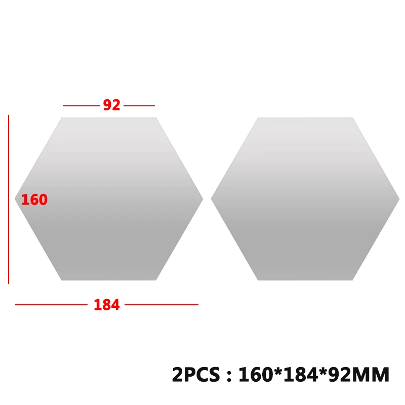 2 шт Шестигранная 3D зеркальная Настенная Наклейка s ресторанный проходной пол индивидуальная декоративная зеркальная паста наклейка для гостиной 6A0897 - Цвет: 160x184x92mm