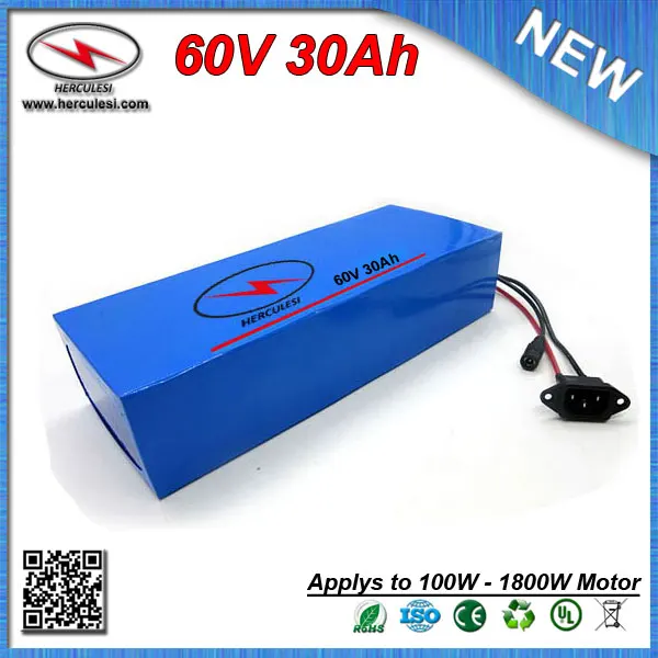 Best PVC Cased 1800W Electric Bike Battery 60V 30Ah Lithium ion Battery Pack with 30A BMS 2.5Ah 18650 cell + Charger FREE SHIPPING 1