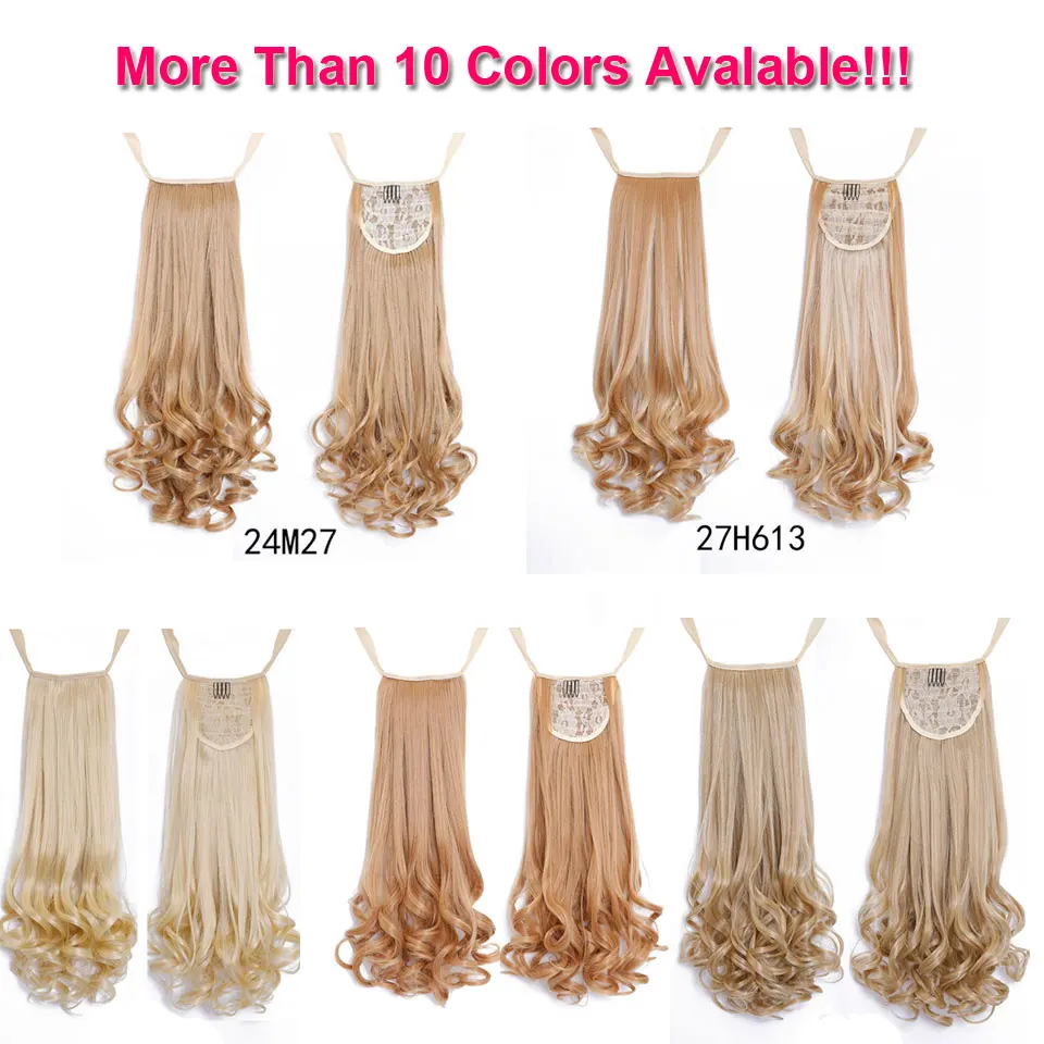 AOSIWIG Long Wavy Real Natural Ponytail Clip in Pony tail Hair Extensions Wrap Around on Synthetic Hair Piece for Women