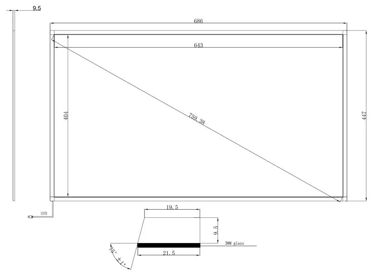 30 inch infrared touch frame dimension