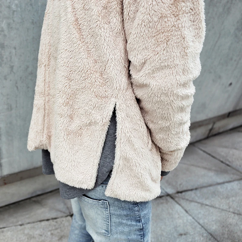 Mens Hip Hop Fleece Sherpa Cardigan Hoody Hoodies Male High Street Side Split Sweatshirts Urban Clothing Justin Biebers Tyga