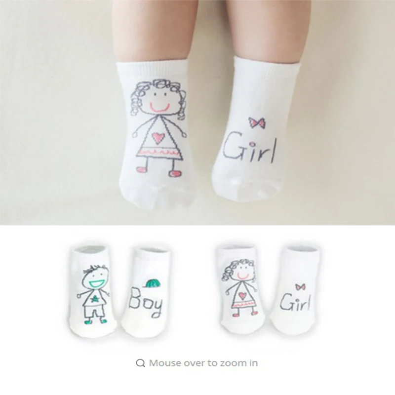 

REAKIDS New Arrival Baby Newborn Socks Cartoon 100% Cotton Baby Socks No-slip Infant Newborn Children Kids Short Socks For Child