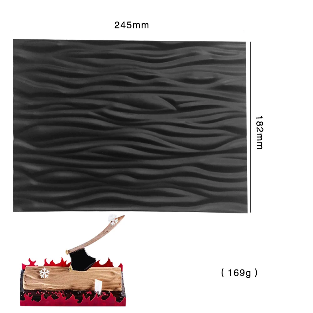 3D Рождественский мусс силиконовая форма Творческий длинный полосатый дорожный узор кружевной коврик помадка шоколадный рулон выпечки торта украшения формы - Color: Wood Grain