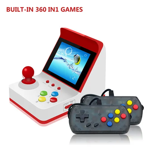 Встроенный в 360 игр 8 бит мини-игровая консоль 3,0 дюймов экран качалка портативная игровая консоль лучший подарок для детей - Цвет: Белый