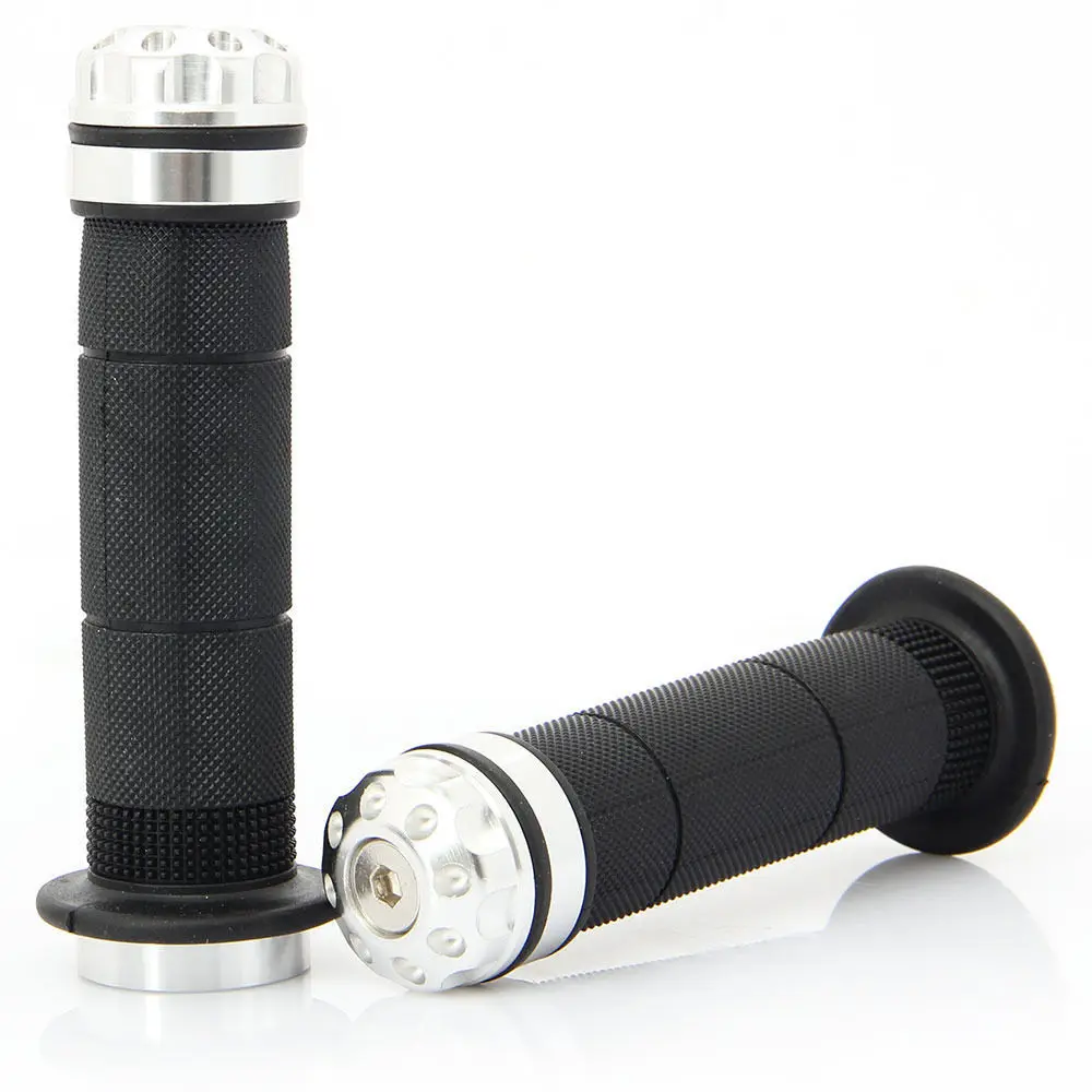 Universal Silver 7/8" Handlebar Hand Grip Aluminum Gel Rubber Sport