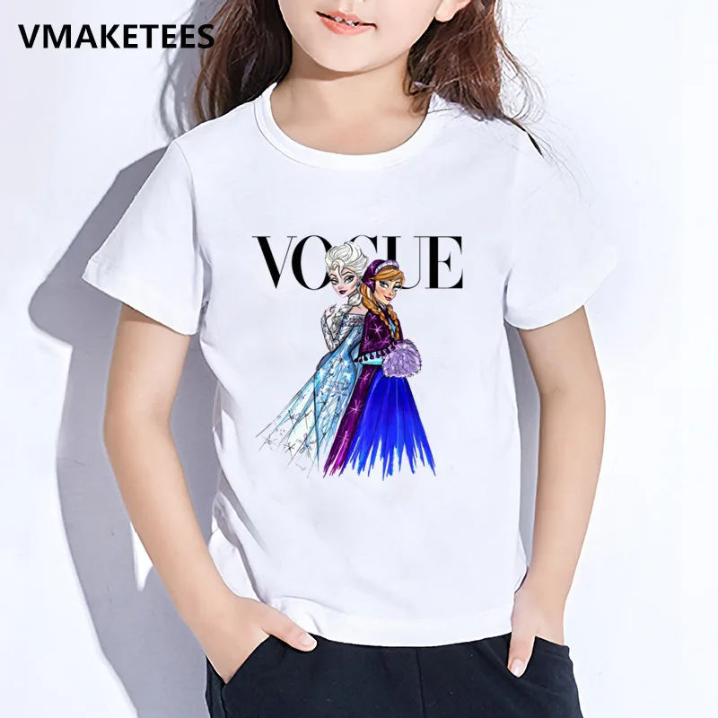 Kids Summer Short Sleeve Girls& Boys T shirt Harajuku VOGUE Princess Print Children's T-shirt Casual Funny Baby Clothes,HKP5209 - Цвет: HKP5209E