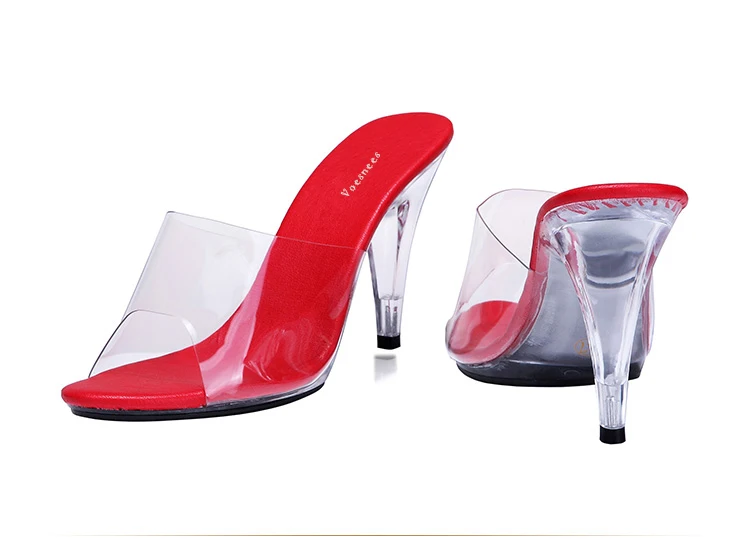 4 цвета; женские летние босоножки; шлепанцы; пикантная обувь на высоком каблуке 10 см; модельные прозрачные шлепанцы для подиума; большие размеры
