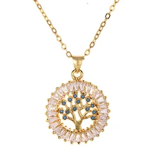 

Women Necklaces Fashion Round Pendants Copper Cubic Zirconia Gold Silver Color Necklace High Quality Valentine's Day present