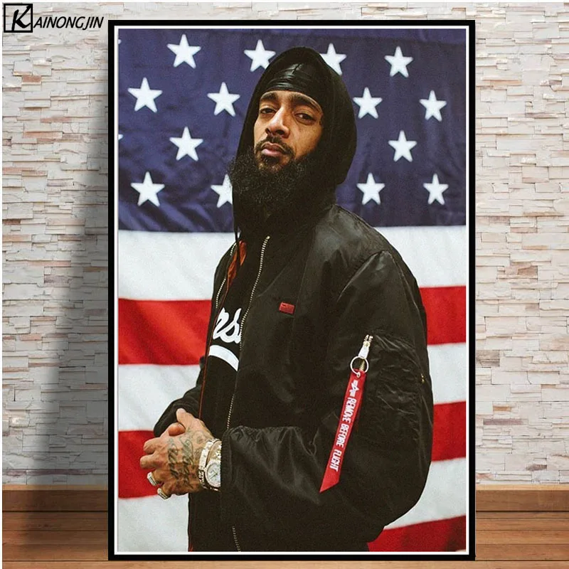 Плакаты и принты R.I.P Nipsey Hussle плакат Рэппер хип-хоп музыка звезда холст картина стены Искусство Картина гостиная домашний декор - Цвет: 002