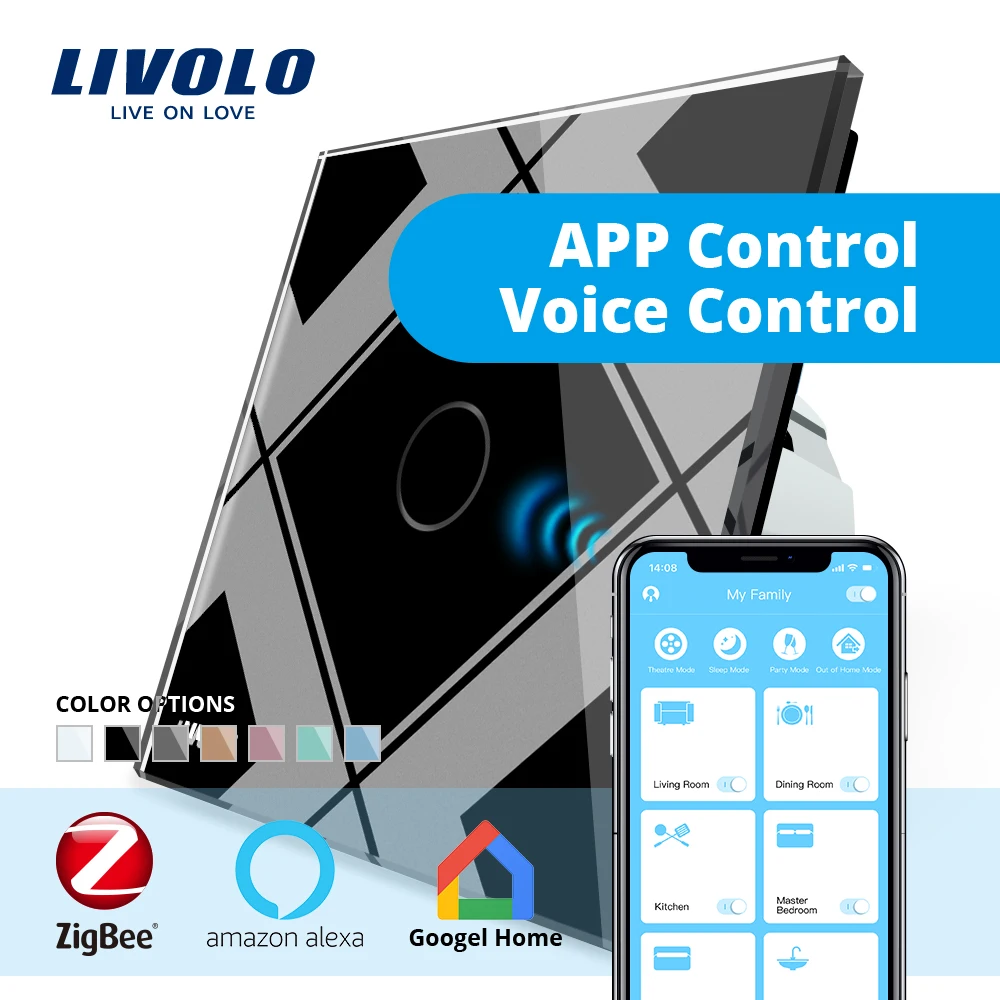 Livolo luxury Wall Touch Sensor Switch,Light Switch,smart switch,Crystal Glass,Power Socket,multifunctional sockets