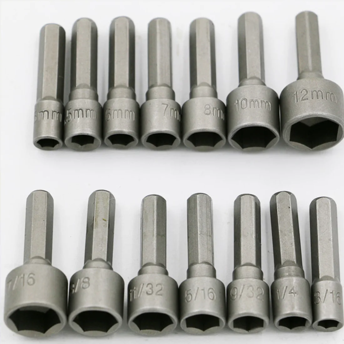 

Powerful hexagonal non-magnetic sleeve 14 Pcs/ Set Power Nutdriver Nut Driver Bit Set Adapter Hex Shank Socket Adapter Bits