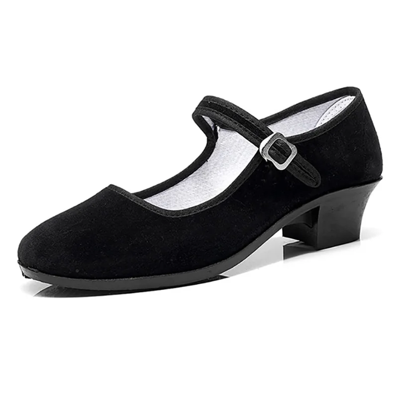 EU34-41 черные фланелевые уличные устойчивые народные балетные кроссовки для занятий йогой и учителем бальных танцев для женщин и девочек