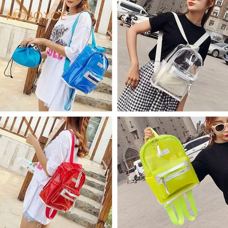 Mujeres PVC transparente Jelly Mini mochilas niñas Mini Clear Mochila verano nueva moda estudiante Casual Mochila femenina