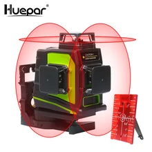 Huepar 12 линий 3D перекрестный лазерный уровень самонивелирующийся 360 градусов вертикальный и горизонтальный крест красный лазерный луч линия usb зарядка