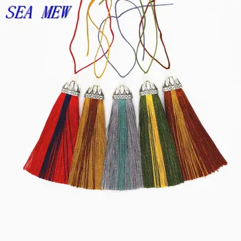 

SEA MEW 6PCS 100mm China Delicate Polyester Soft Tassel Fringe Silk Tassel Pendant Connectors DIY Jewelry Accessories Making