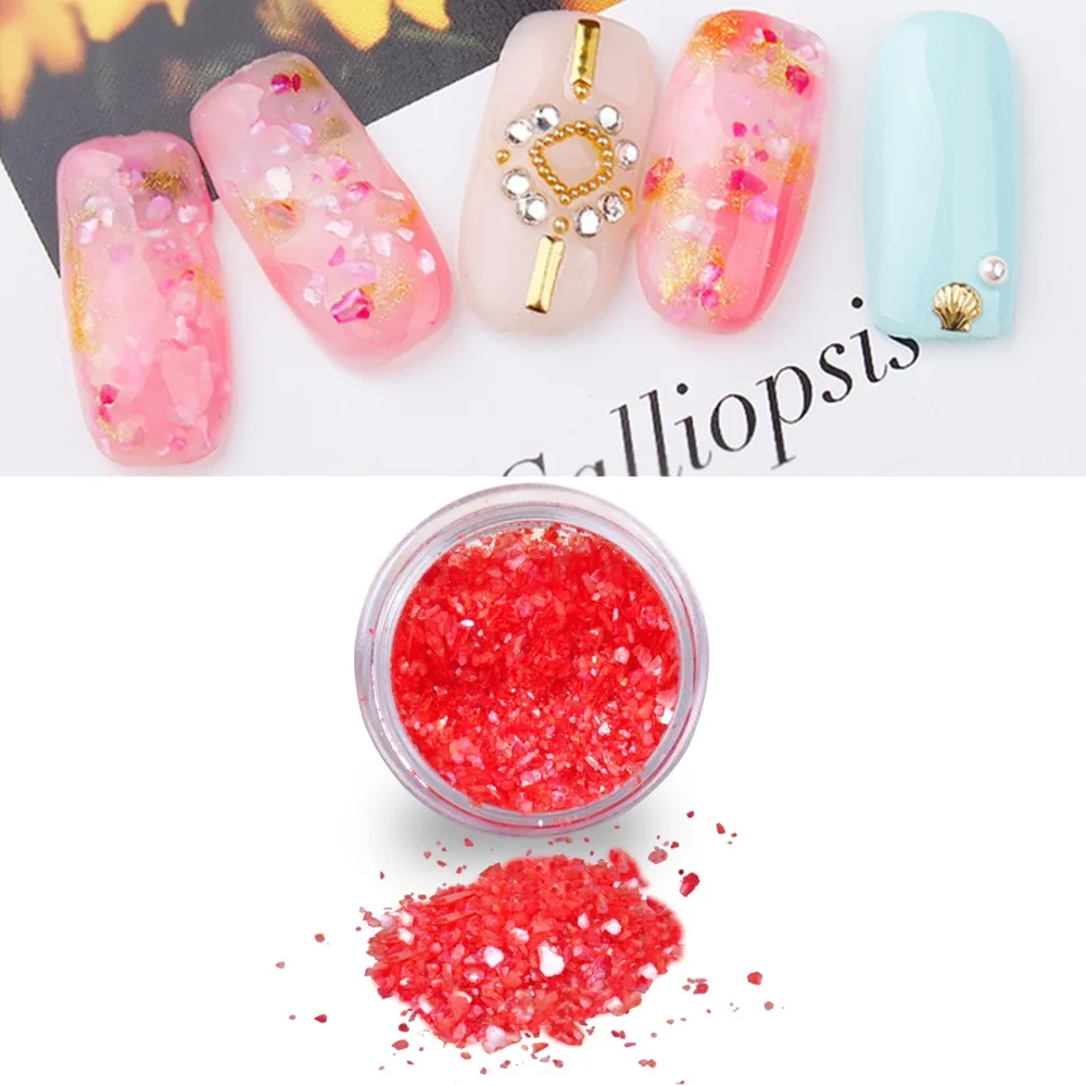 Pro 12 Colors Crushed Shell Powder 3D Nail Art Glitter DIY Decoration
