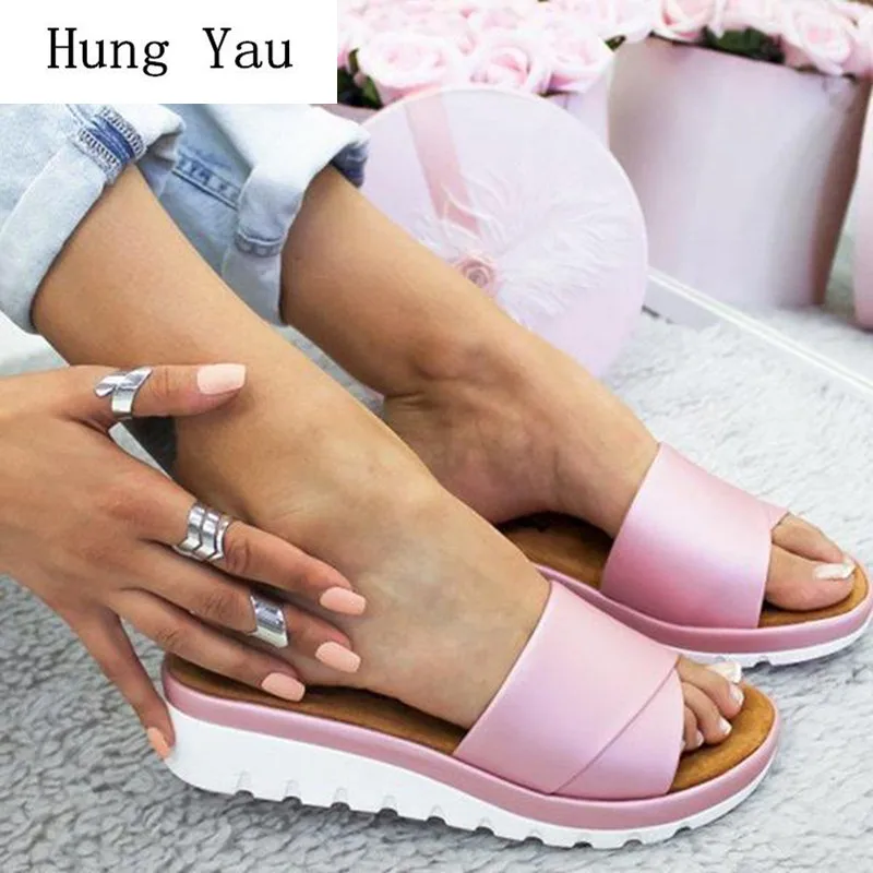 

Women Sandals Flip Flops Slippers Flats Shoes 2019 Summer Fashion Platform Wedges Woman Slides Beautiful Lady Casual Female