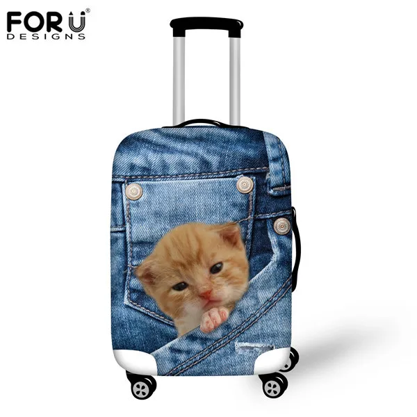 FORUDESIGNS, защитный чехол для багажа, милый кот, животное, водонепроницаемый чехол для 18-30 дюймов, чехол на колесиках, эластичный, для путешествий, дождевик - Цвет: CC1677
