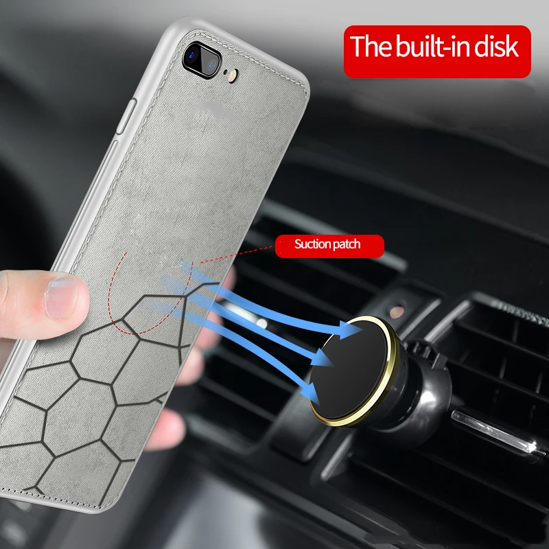 

Cloth Texture Car Holder Phone Case For iphone 7 8 6 6s Plus Luxury Protective Phone Back Cover For iphone XR X XS Max