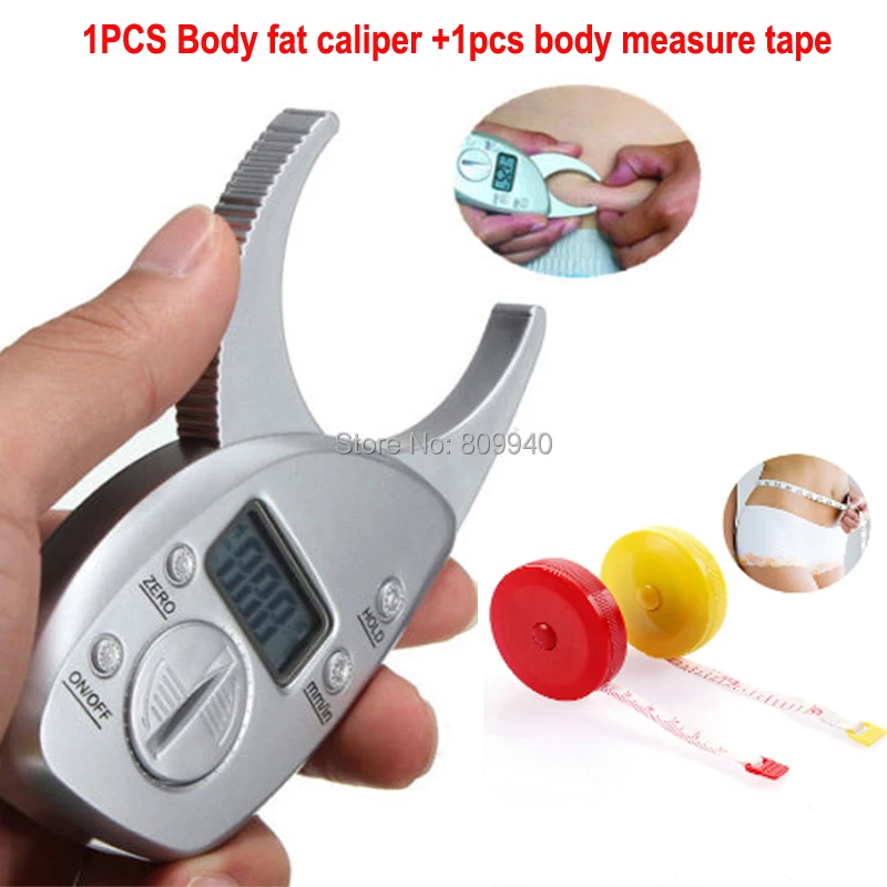 High Quality 1pc Body Fat Caliper Monitors Electronic Digital body fat analyzer + body Tape