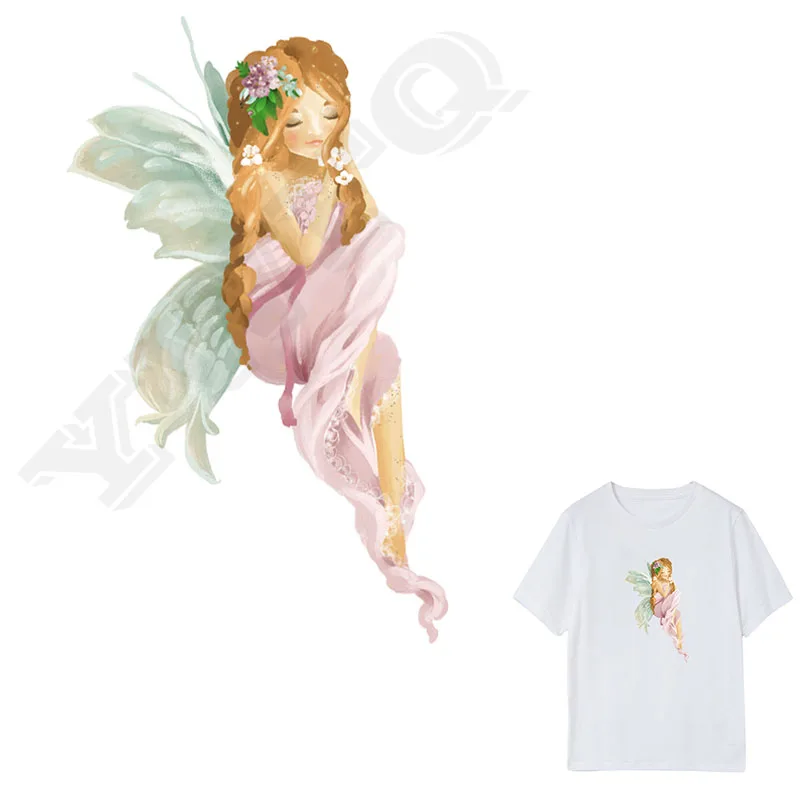 

Sleep Beauty Iron On Appliques Badge Butterfly Heat Transfers A-level Washable Stickers Angel Patches For Clothes Dress Top
