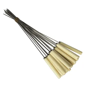 

BBQ 20PCS Skewers Hot handle with a handle 34CM barbecue needle wood to the stainless steel flattened rounded sign optional meat