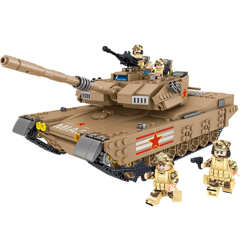 

1051pcs Children's educational building blocks toy Compatible Legoings city boy M1A2 main battle tank DIY figures Bricks gifts