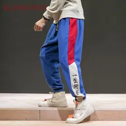 KUANGNAN The Love Of My Life вышивка шерстяные штаны, мужские брюки хип-хоп Jogger Брюки мужские тренировочные брюки уличная Мужская штаны 2019